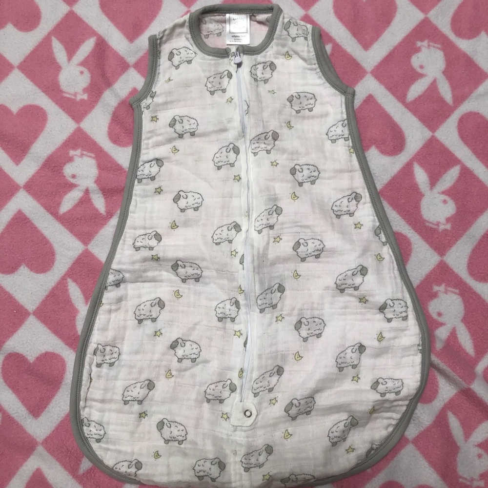 Muslin zzZipMe Sack - Little Lambs, Sterling